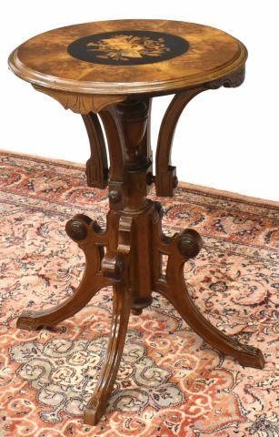 Appraisal: Victorian burlwood side table late th c having a circular