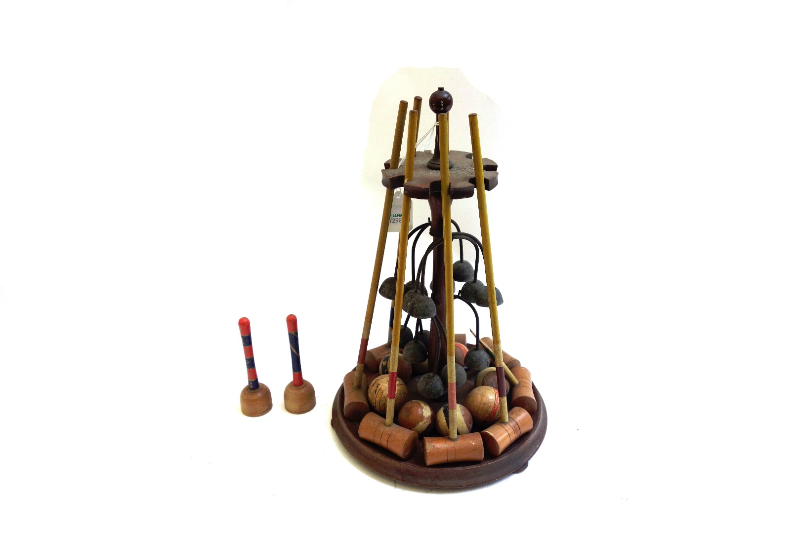 Appraisal: A Victorian table croquet set on a turned mahogany stand