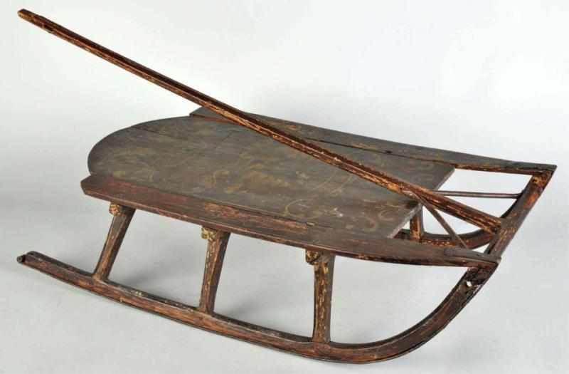 Appraisal: Wooden Wild Irishman Sled Description With metal runners and hand-painted