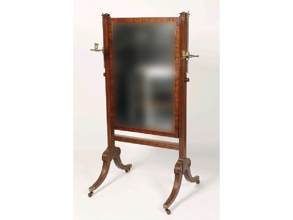 Appraisal: A REGENCY MAHOGANY CHEVAL MIRROR the rectangular plate within a