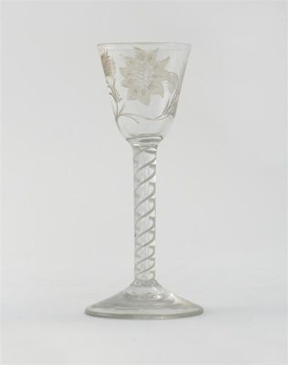 Appraisal: A mixed twist wine glass the bowl engraved with a