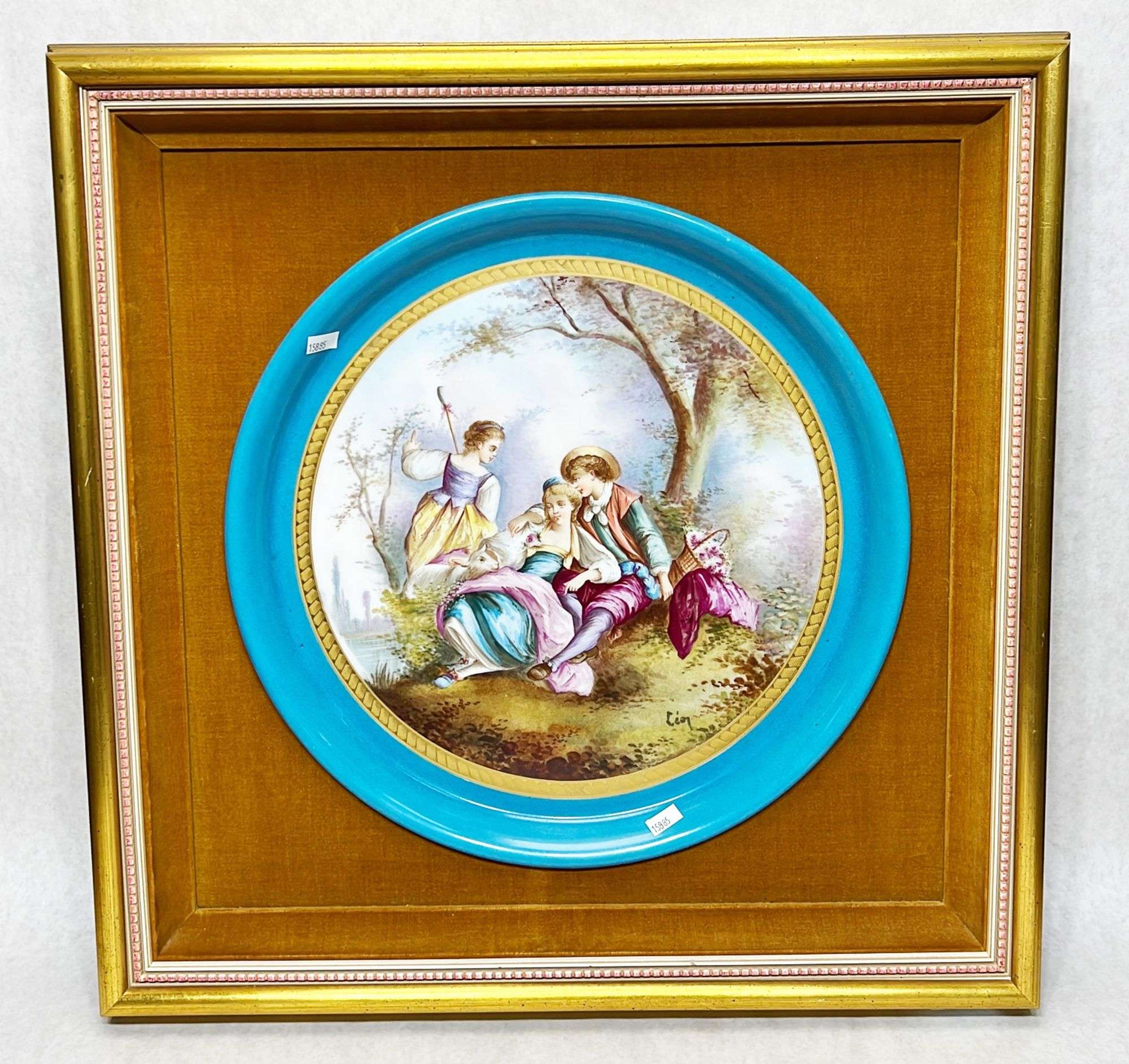 Appraisal: Sevres style painted porcelain wall charger thC Signed with spurious