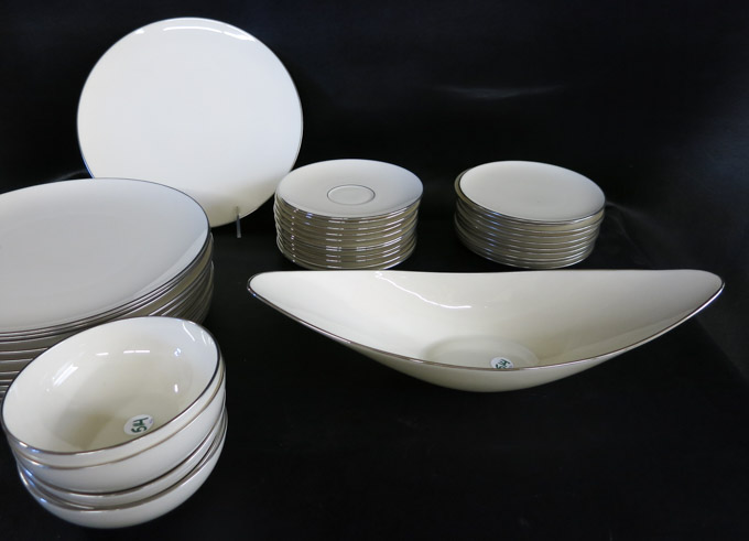 Appraisal: LENOX CHINA SET Olympia Platinum pattern pieces including dinner plates