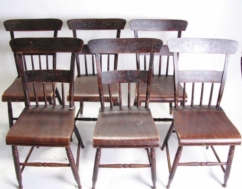 Appraisal: Set of six Pennsylvania Dutch antique dining chairs with spindle