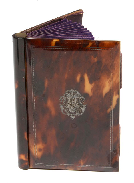 Appraisal: A VICTORIAN POSSIBLY CONTINENTAL TORTOISESHELL CALLING CARD CASE of booklet