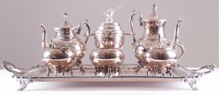 Appraisal: Seven Piece Silver Plated Tea Coffee Service Silver Plated tea