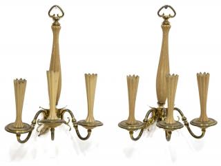 Appraisal: ITALIAN MID-CENTURY MODERN WALL SCONCES pair Italian mid-century modern three-light