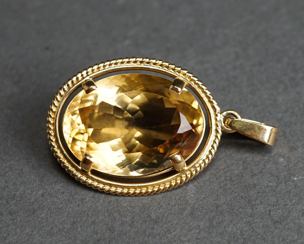 Appraisal: Tested -Karat Yellow-Gold and Citrine Pendant gross dwt L in