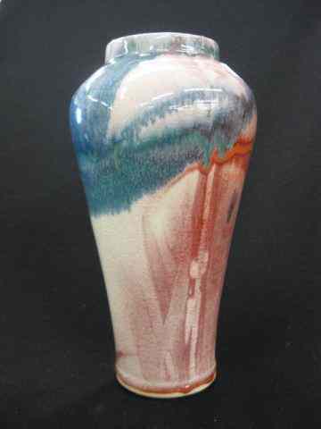 Appraisal: Studio Art Pottery Vase flambe type glaze artist initialed B