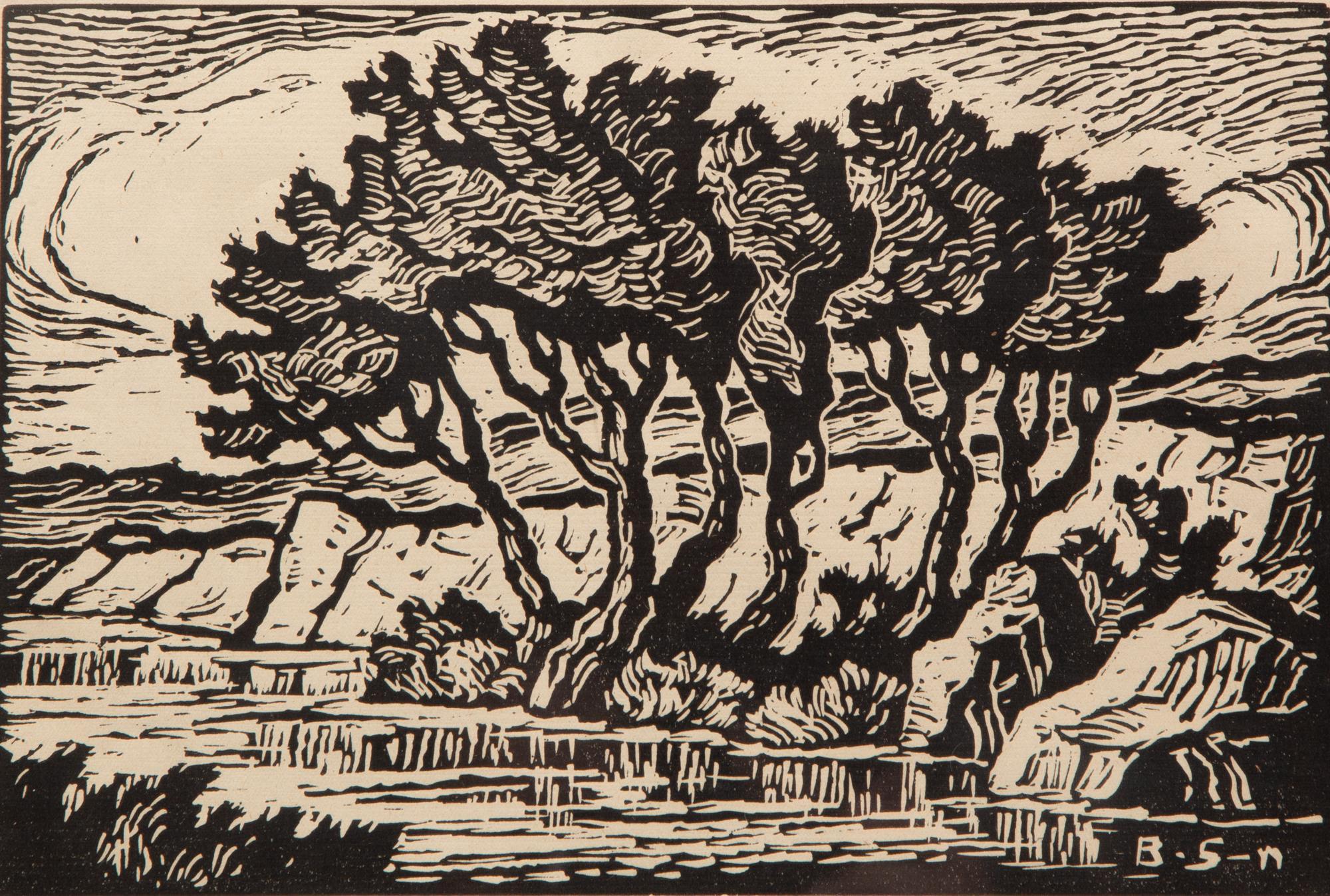 Appraisal: BIRGER SANDZ N 'KANSAS CREEK' SIGNED WOODCUT Birger Sandz n