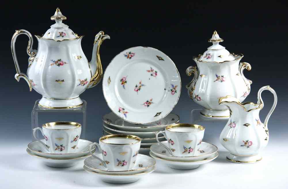 Appraisal: TEA SERVICE - Twenty-one piece hand painted French porcelain set