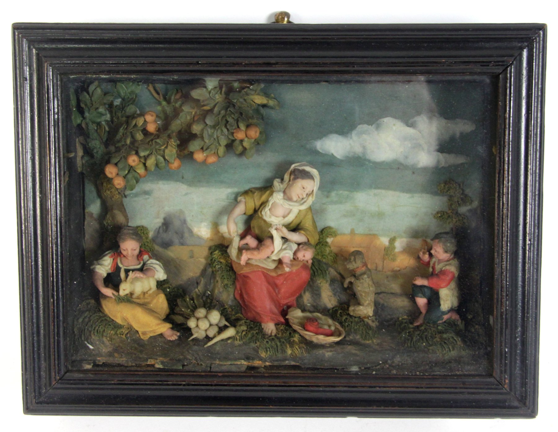 Appraisal: A th Century coloured wax diorama entitled 'An Italian female