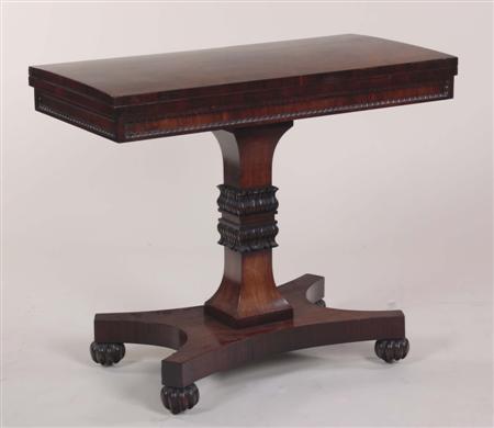 Appraisal: A William IV rosewood foldover games table the rectangular swivel