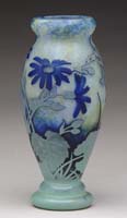 Appraisal: DAUM NANCY WHEEL-CARVED VASE Beautifully carved deep blue cornflowers against