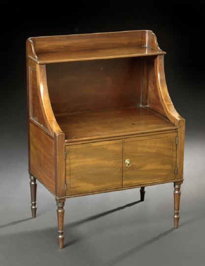 Appraisal: Regency-Style Mahogany Bedside Commode late th century the narrow upper