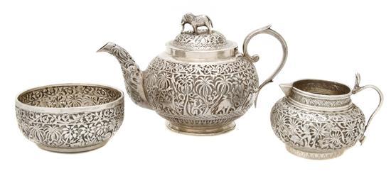 Appraisal: n Indian Silverplate Tea Service comprising a teapot a creamer