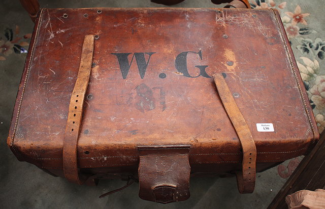 Appraisal: A LATE TH CENTURY LEATHER TRAVELLING TRUNK by Jones of