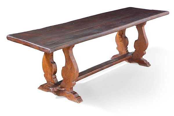 Appraisal: Continental Baroque style chestnut refectory table A Continental Baroque style