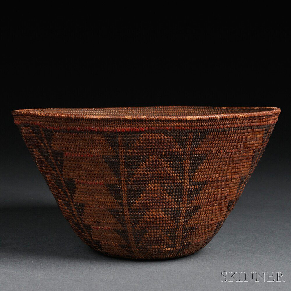 Appraisal: Yokuts Polychrome Basket c th century decorated with columns of