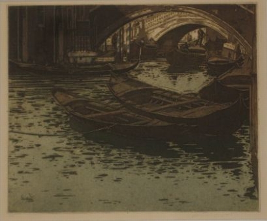 Appraisal: JAN VONDROUS Group of etchings with aquatint A Canal in