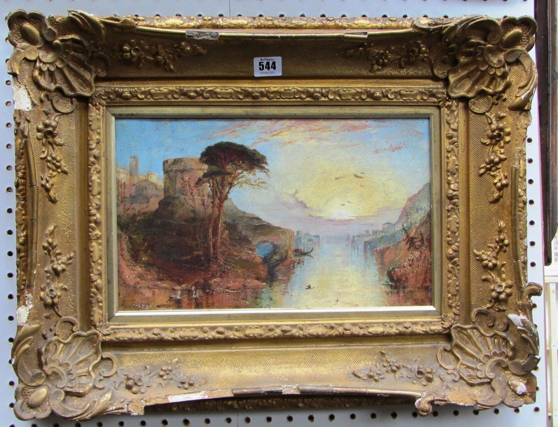 Appraisal: Circle of James Baker Pyne Classical river landscape oil on