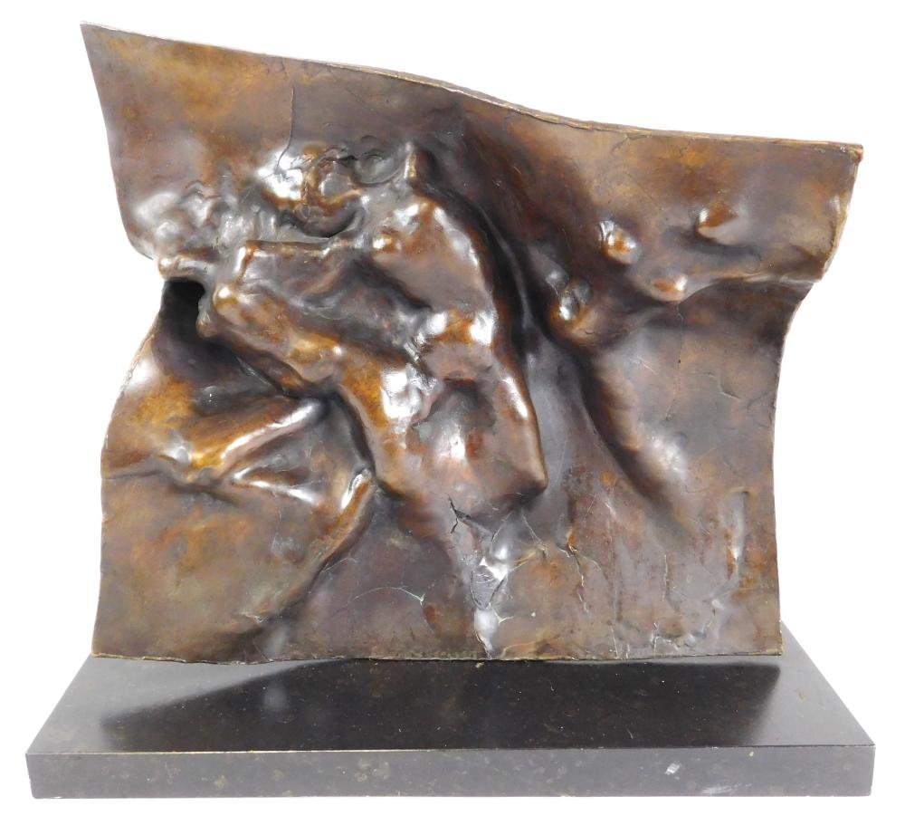 Appraisal: Contemporary bronze bas relief sculpture undulating surface with three female