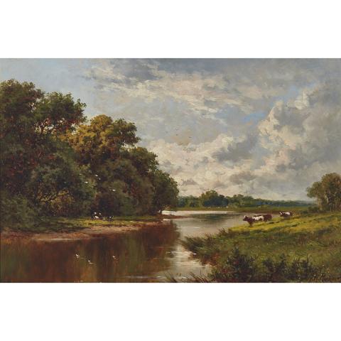 Appraisal: Henry H Parker - THE UPPER THAMES CATTLE CROSSING RIVER