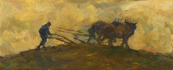 Appraisal: Armin Hansen - Plowing the Fields signed and inscribed 'Armin