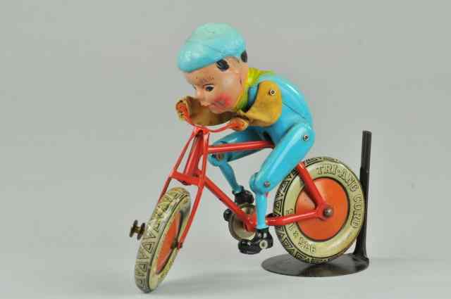 Appraisal: TRI-ANG GYRO-CYCLE England interesting toy concept depicts celluloid figure riding