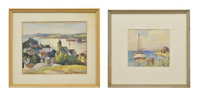 Appraisal: lot of Framed watercolor paintings on paper signed Julius Delbos