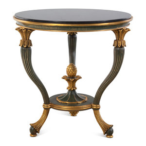 Appraisal: A Pair of Italian Parcel Gilt Marble-Top Side Tables th