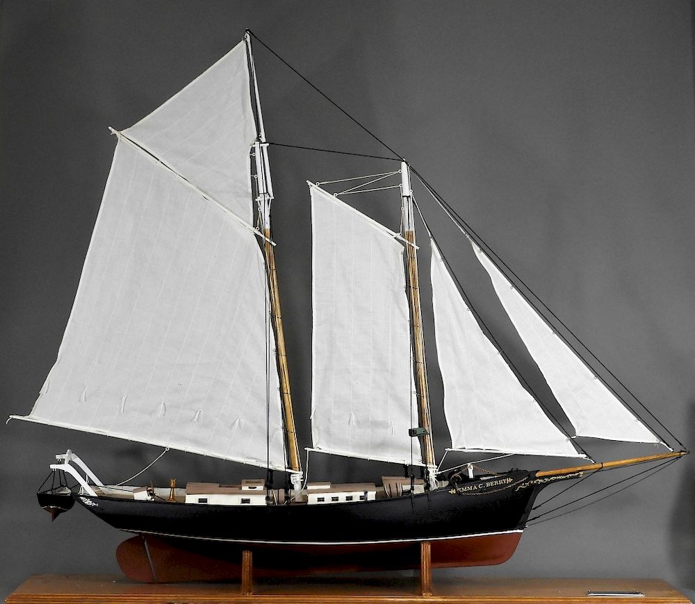 Appraisal: Emma C Berry Scratch Built Schooner Ship Model United States