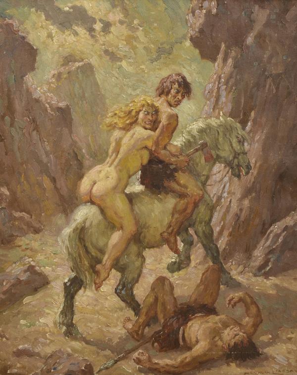 Appraisal: NORMAN LINDSAY - Vanquished oil on canvas board NORMAN LINDSAY