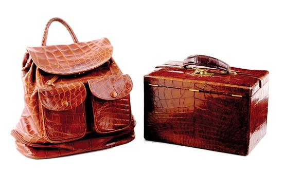 Appraisal: Alligator-clad carrying case and bag th century case with strap