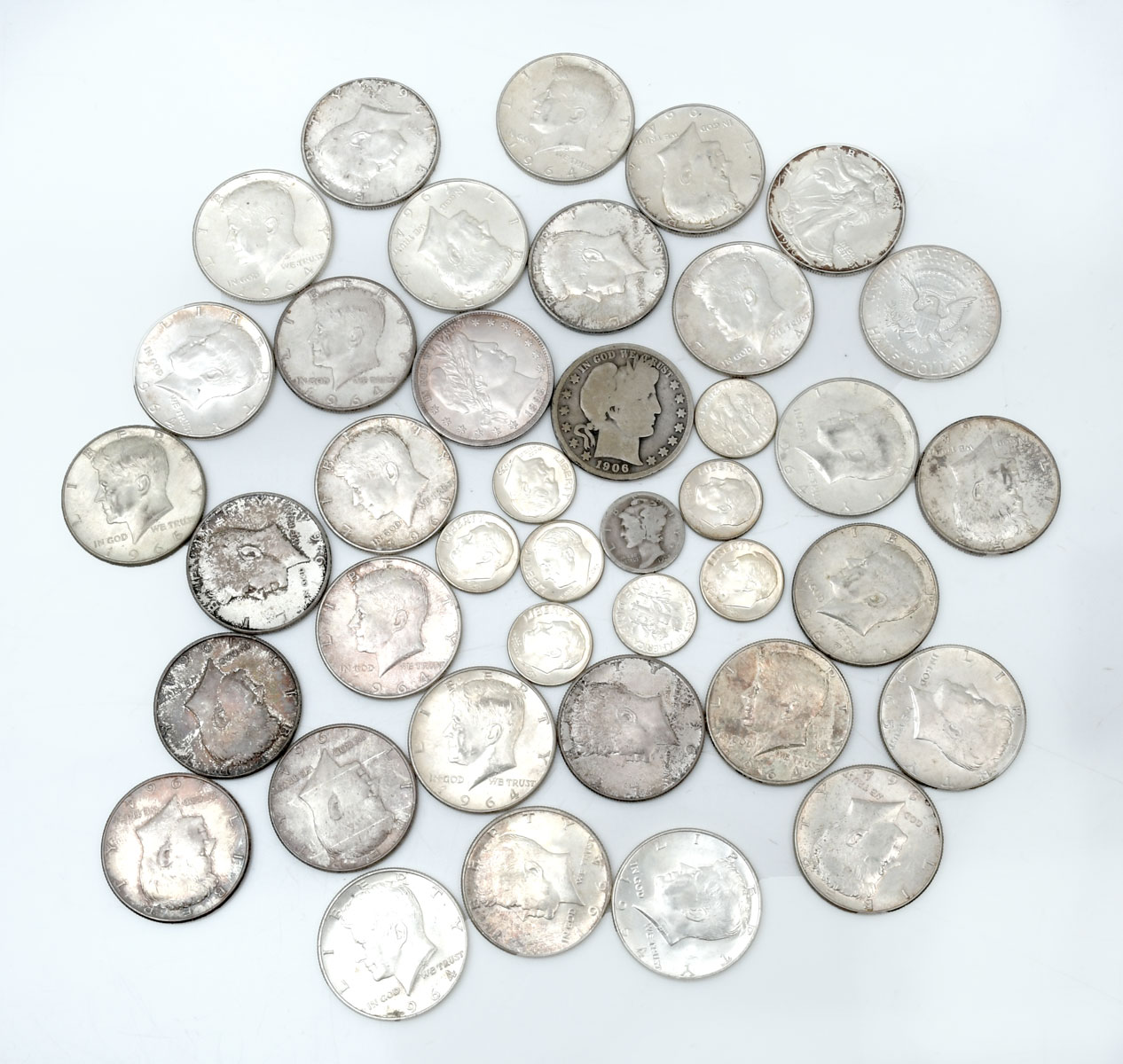 Appraisal: PIECE SILVER HALF DOLLAR AND DIME COLLECTION Comprising - Silver