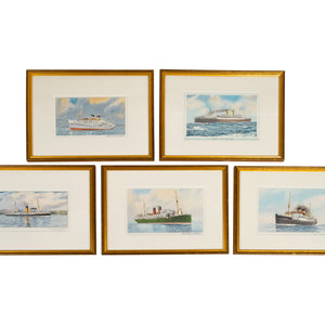 Appraisal: A Set of Ten American Watercolors Depicting Ships at Sea