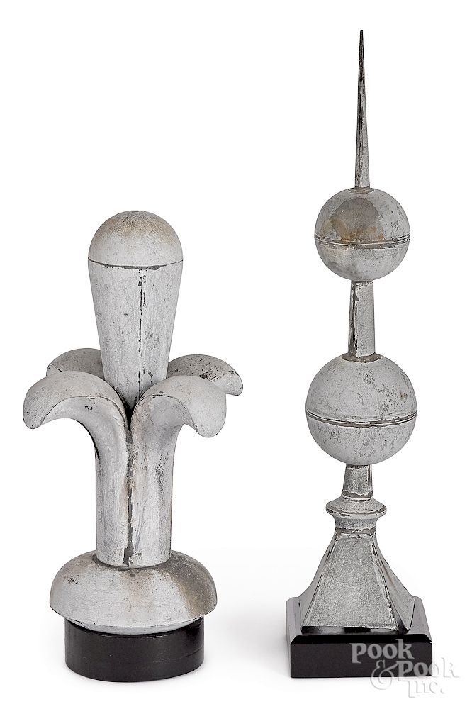 Appraisal: Two architectural zinc roof finials Two architectural zinc roof finials