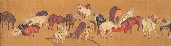 Appraisal: After Zhuang Jongsheng - One Hundred Horses th Century Handscroll