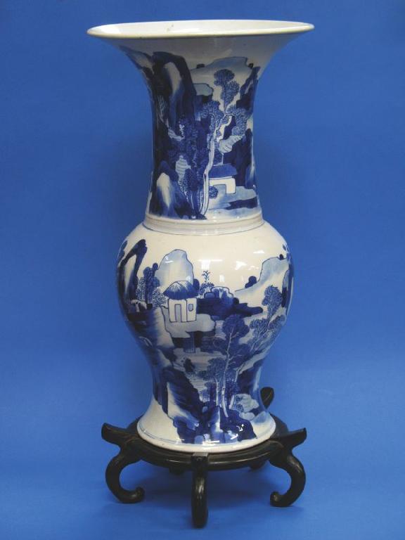 Appraisal: A CHINESE BLUE AND WHITE YEN-YEN VASE decorated with figures