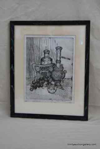 Appraisal: Local Artist Original Art Etching Still Life This is a