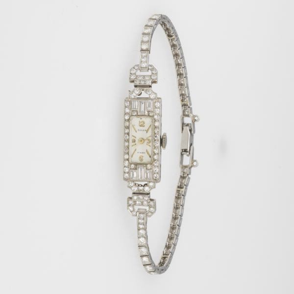 Appraisal: LADIES' ART DECO ELEGANT PLATINUM AND DIAMOND DRESS WATCH x