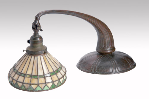 Appraisal: HANDEL Piano lamp its leaded glass shade of caramel and