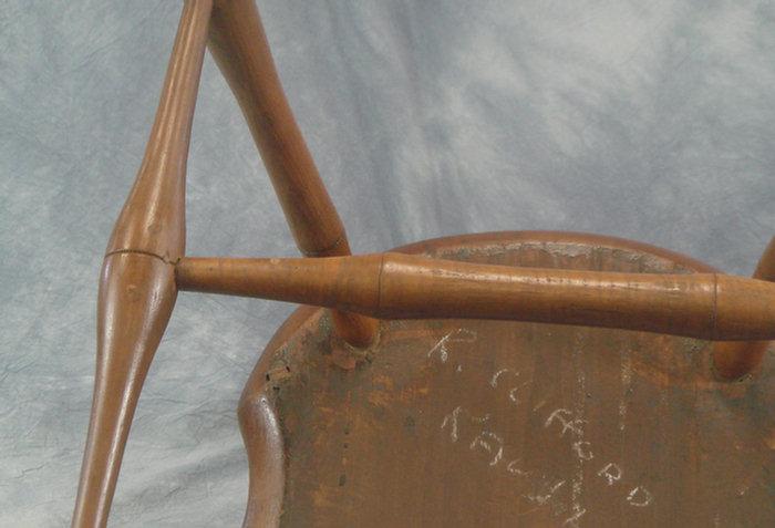 Appraisal: Nine spindle bowback Windsor side chair with bamboo turnings h