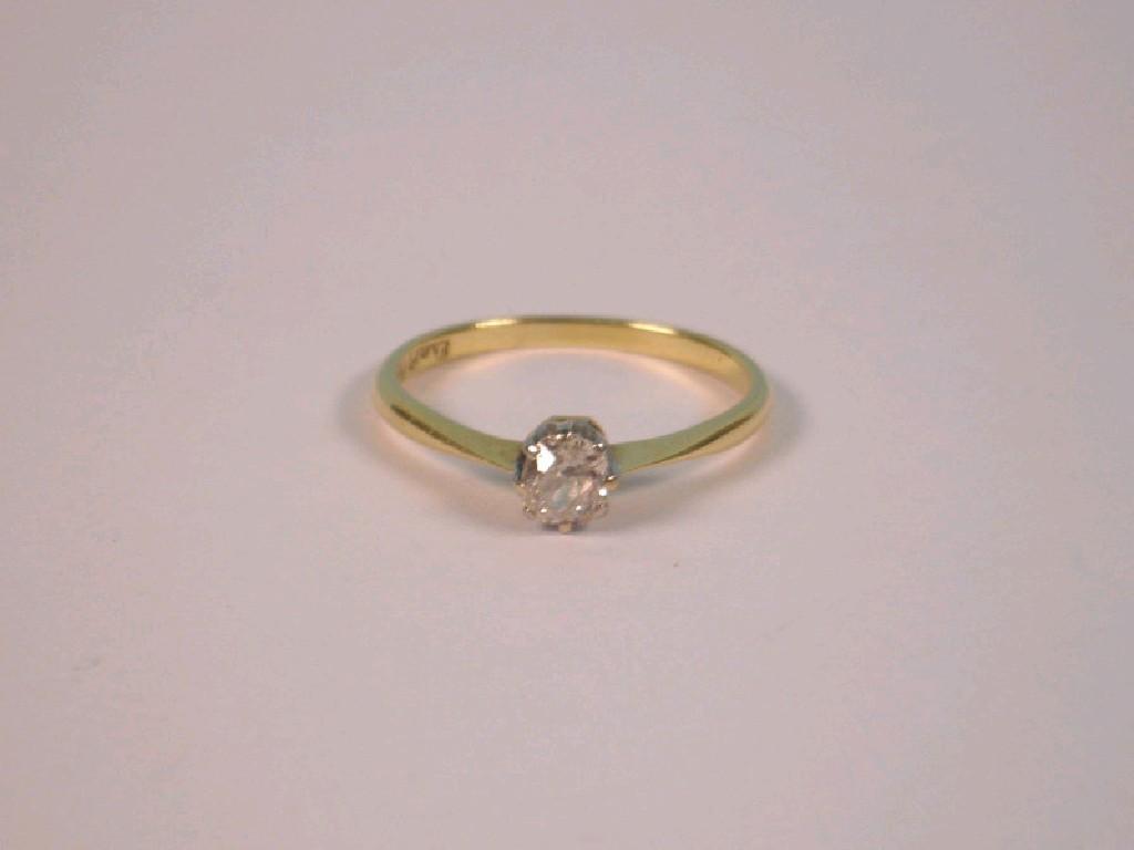 Appraisal: A small diamond solitaire ring estimated weight ct shank stamped