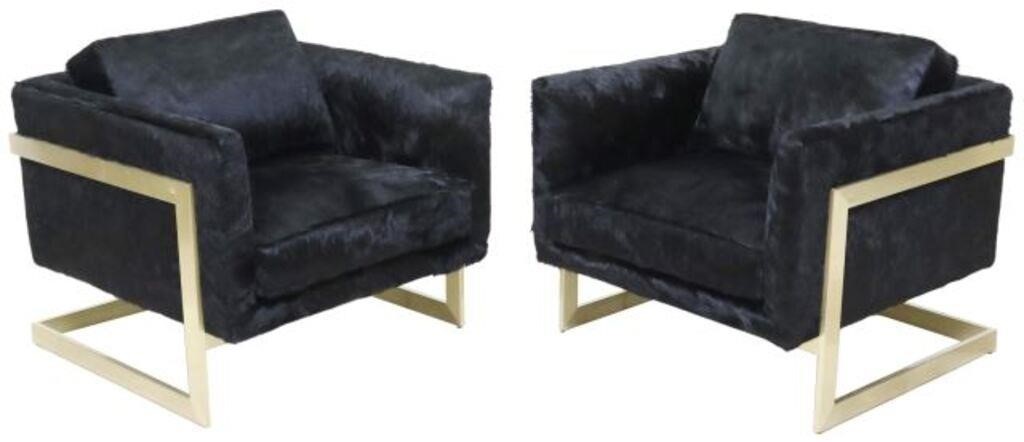 Appraisal: pair Modern lounge chairs Milo Baughman American - for Thayer