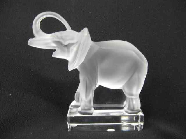 Appraisal: Lalique French Crystal Figurine of an Elephant trunk up frosted