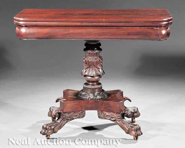 Appraisal: An American Classical Carved Mahogany Games Table c Philadelphia foldover