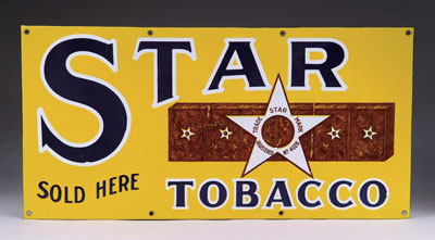 Appraisal: STAR TOBACCO PORCELAIN SIGN Illustration of slab of chewing tobacco