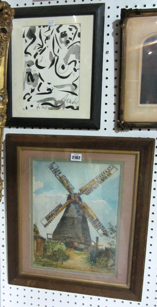 Appraisal: E A Powell View of a windmill watercolour signed together