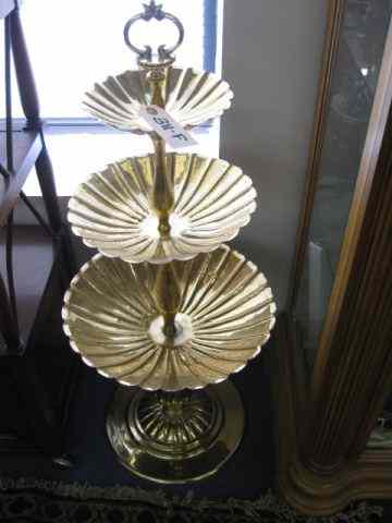 Appraisal: Brass Triple Tier Centerpiece '' tall pedestal base